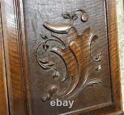2 Scroll leaf armorial carving wood panel Antique french architectural salvage