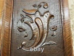 2 Scroll leaf armorial carving wood panel Antique french architectural salvage