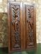 2 Scroll Leaves Armorial Wood Carving Panel Antique French Architectural Salvage