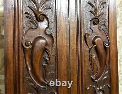 2 Scroll leaves armorial wood carving panel Antique french architectural salvage