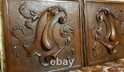 2 Scroll leaves blazon carving panel Antique french architectural salvage 18