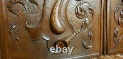 2 Scroll leaves blazon carving panel Antique french architectural salvage 18