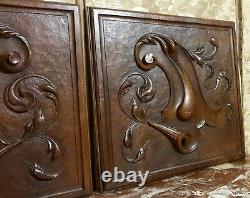 2 Scroll leaves blazon carving panel Antique french architectural salvage 18