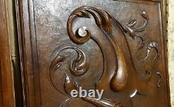 2 Scroll leaves blazon carving panel Antique french architectural salvage 18