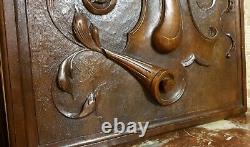 2 Scroll leaves blazon carving panel Antique french architectural salvage 18