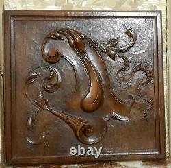 2 Scroll leaves blazon carving panel Antique french architectural salvage 18
