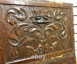 2 Scroll leaves wood carving panel antique french architectural salvage 14x10