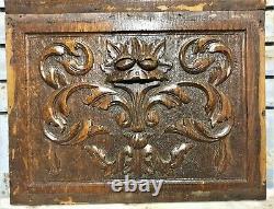 2 Scroll leaves wood carving panel antique french architectural salvage 14x10