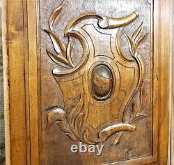 2 Scroll medieval blazon carving panel Antique french architectural salvage 22