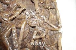 2 Vintage Indonesian Balinese Deep Relief Carved Wood'rama & Sita' Wall Panels