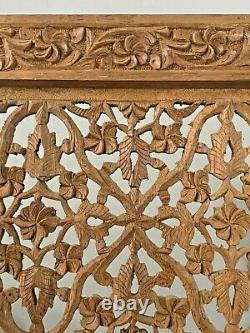 (2) Vintage Wood Hand Carved Wall Decor Panel Floral Flowers Wall Art 24x12