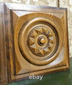 2 diamond rosette wood carving panel Antique french architectural salvage 14