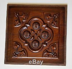 2 vintage carved wood panel Architectural salvage Wood carving N°2 12.6 x 12.48