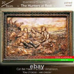 20The Hunters at RestWood Carved 3D artwork picture icon panel frame