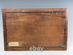 20thC Japanese School Keyaki Carved Wood Panel WithCranes & Young pine Signed
