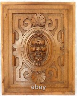 21 Antique French Carved Walnut Wood Panel Gothic Man Face Bacchus Salvage #2