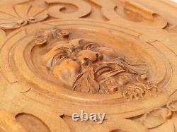 21 Antique French Carved Walnut Wood Panel Gothic Man Face Bacchus Salvage #2