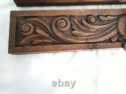22 Antique Pair of French Carved Wood Pediment Drawer Front Panel Salvage
