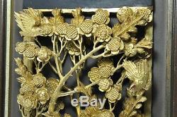 22 Fine Old China Chinese Carved Wood Gilt Gold Panel Wall Hanging Scholar Art