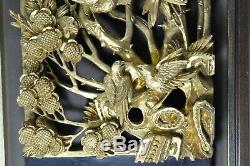22 Fine Old China Chinese Carved Wood Gilt Gold Panel Wall Hanging Scholar Art