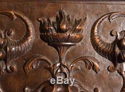 22 Tall French Antique Deep Carved Panel With Baccus/Devil Face in Walnut Wood