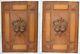 23 Antique French Carved Wood Panel Gothic Pair Fruits Salvage + Ribbons Bow