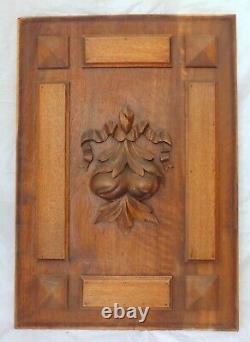 23 Antique French Carved Wood Panel Gothic PAIR Fruits Salvage + Ribbons Bow