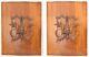 23 Antique French Carved Wood Panel Gothic Pair Salvage Hunting Theme Birds