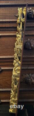 23 Vintage Chinese Carved Giltwood Furniture Panel with Figures Warriors Horses