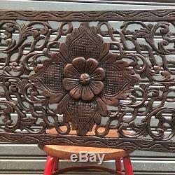 23-inch Teak Wood Floral Handcrafted Wood Carving Wall Panel Wall Sculpture