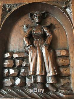 24334 French Antique Carved Wood Archtectural Panel Brittany 1900s