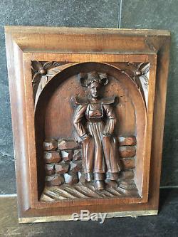 24334 French Antique Carved Wood Archtectural Panel Brittany 1900s