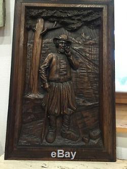 24999 French Antique Carved Wood Architectural Panel Brittany 1880s