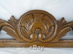 25.5 Antique French Carved Wood Architectural Pediment Panel Solid Oak
