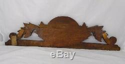 25.5 Antique French Carved Wood Architectural Pediment Panel Solid Oak