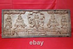 25 Hindu God Vishnu Story Lakshmi Ganga Wooden Hand Carved Wall Hanging Panel