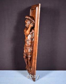 25 Tall French Antique Deeply Carved Soldier Panel Solid Walnut Wood Salvage
