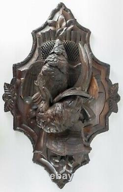 26 Large German Swiss Black Forest Carved Game Bird Plaque Walnut Quail Hunting