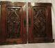 27,5 Antique French Gothic Architectural Panel Pair Door Oak Wood Carved Salvage