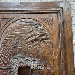 28 Tall Hand Carved French Antique Oak Renaissance Medieval Scene Wood Panel