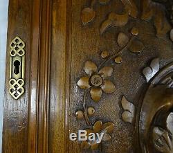 29.5 Large French Antique Architectural Carved Solid Walnut Wood Door Panel