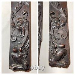 3 1800's antique carved wood architectural salvage cherub wall sculpture panels