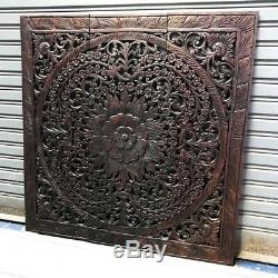 3 Pieces Flower Teak Wood Carved Handcraft Wall Decor Art Collectible Wall Panel