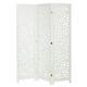 3 Or 6 Panel Solid Wood Screen Room Divider, White Color With Decorative Cutouts