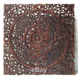 30 Square Lotus New Wood Carving Home Wall Panel Mural Decor Art Statue gtahy 2