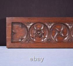 30 Wide Vintage French Gothic Revival Panel in Solid Oak Wood Mid 1900's