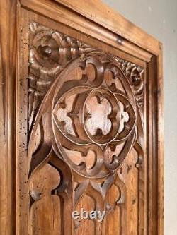 31 Tall Hand Carved French Antique Gothic Revival Pine Wood Panel