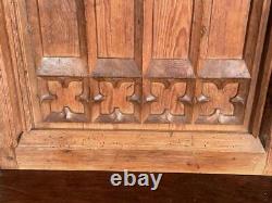 31 Tall Hand Carved French Antique Gothic Revival Pine Wood Panel