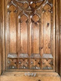 31 Tall Hand Carved French Antique Gothic Revival Pine Wood Panel (2)