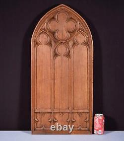 32 Tall French Antique Gothic Panel in Solid Oak Wood Salvage Late 1800's